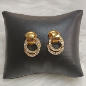 Elegant Gold Rhinestone Hoop Earrings